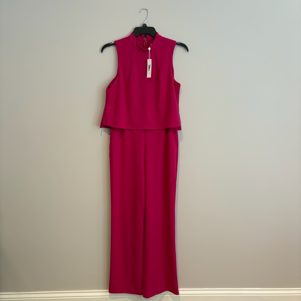 Trina Turk Marisa Pink Layered Jumpsuit with High Neckline